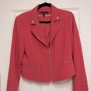 White House Black Market Coral Cropped Moto Jacket